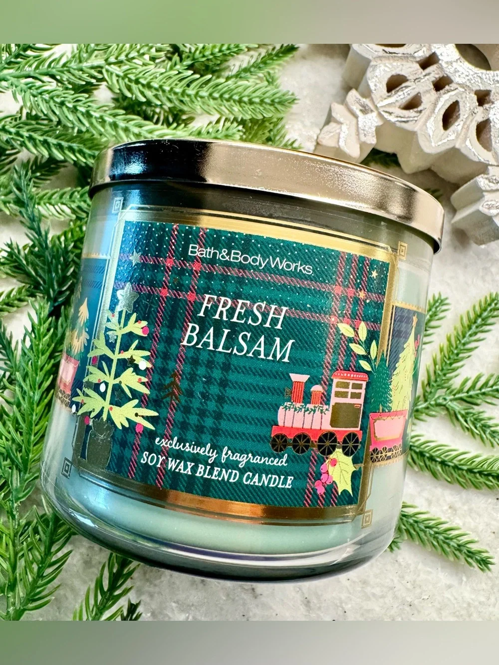 New Bath & Body Works 3-Wick Fresh Balsam Candle 14.5oz Christmas Winter Scent - Picture 4 of 7
